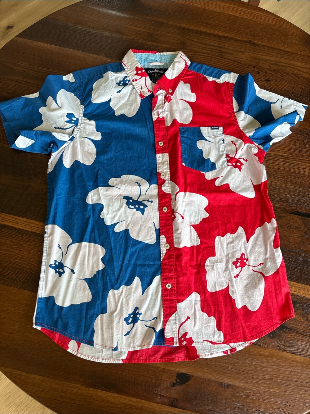 Men’s CHUBBIES Hawaiian Cotton Button Down Shirt,Short Sleeves, Bold Print,Fun,L